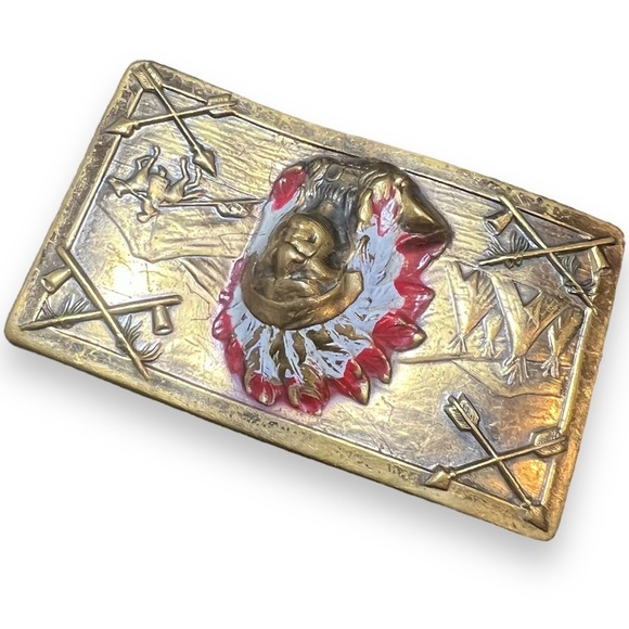 Solid Brass Native American Head Vintage Belt Buckle - Etsy Vintage Stamped Brass Native American Belt Buckle